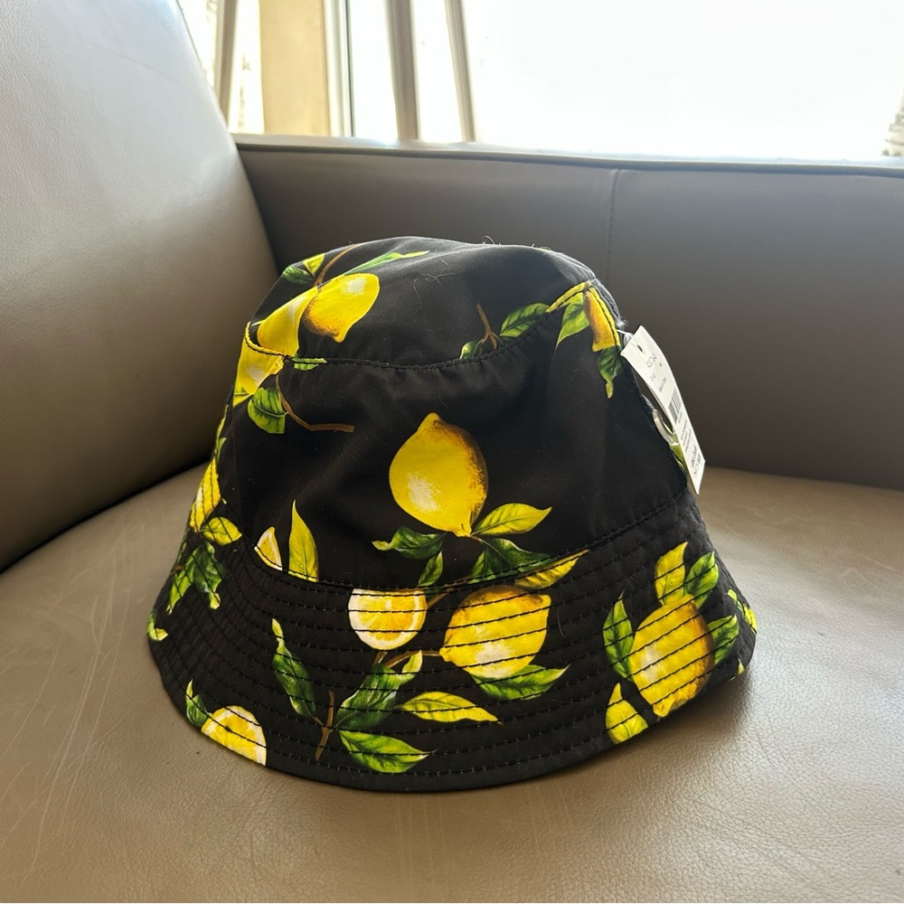 🍋Black and Yellow Lemon Print Bucket Hat